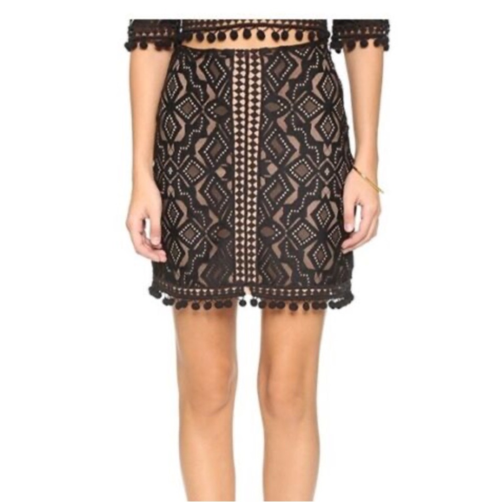 For Love And Lemons Black and Tan Mini Skirt